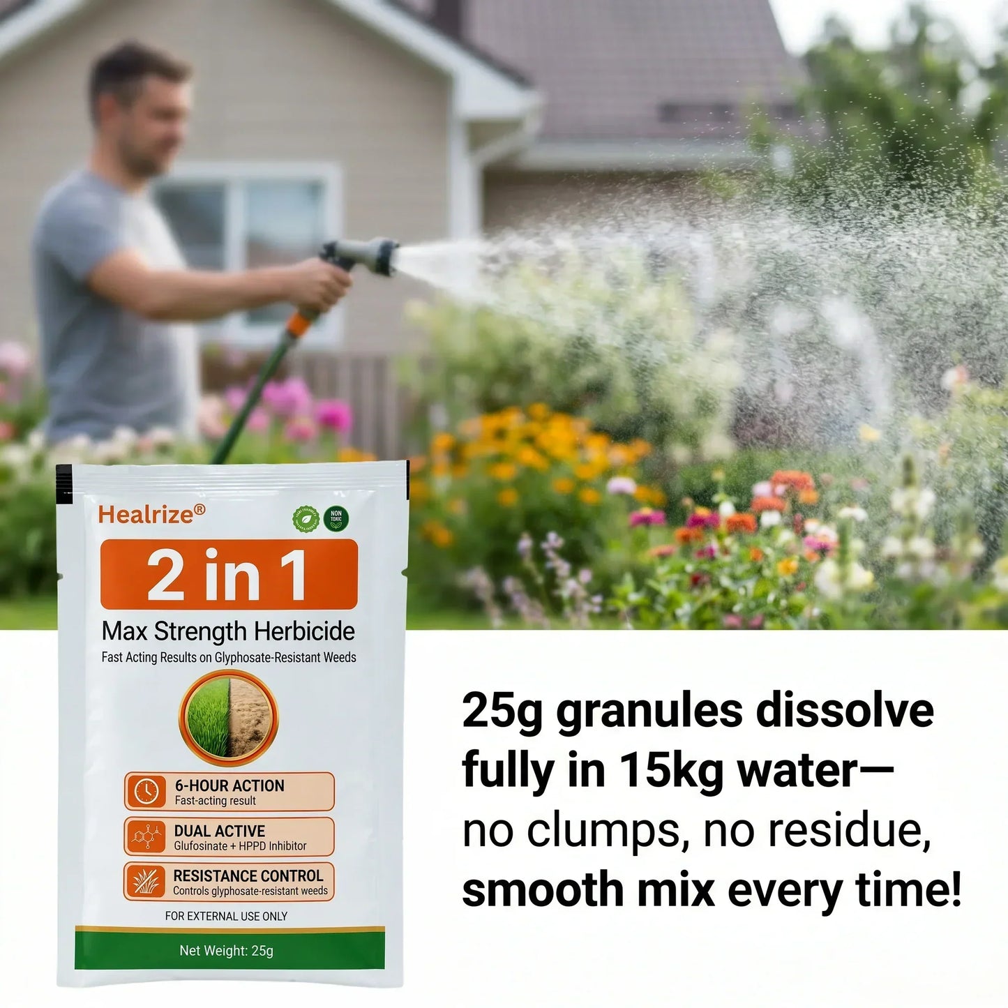 Healrize® 2-𝖎𝖓-1 Max Strength Herbicide: Fast Acting Results on Glyphosate-Resistant Weeds ——z