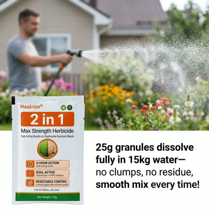 Healrize® 2-𝖎𝖓-1 Max Strength Herbicide: Fast Acting Results on Glyphosate-Resistant Weeds ——z