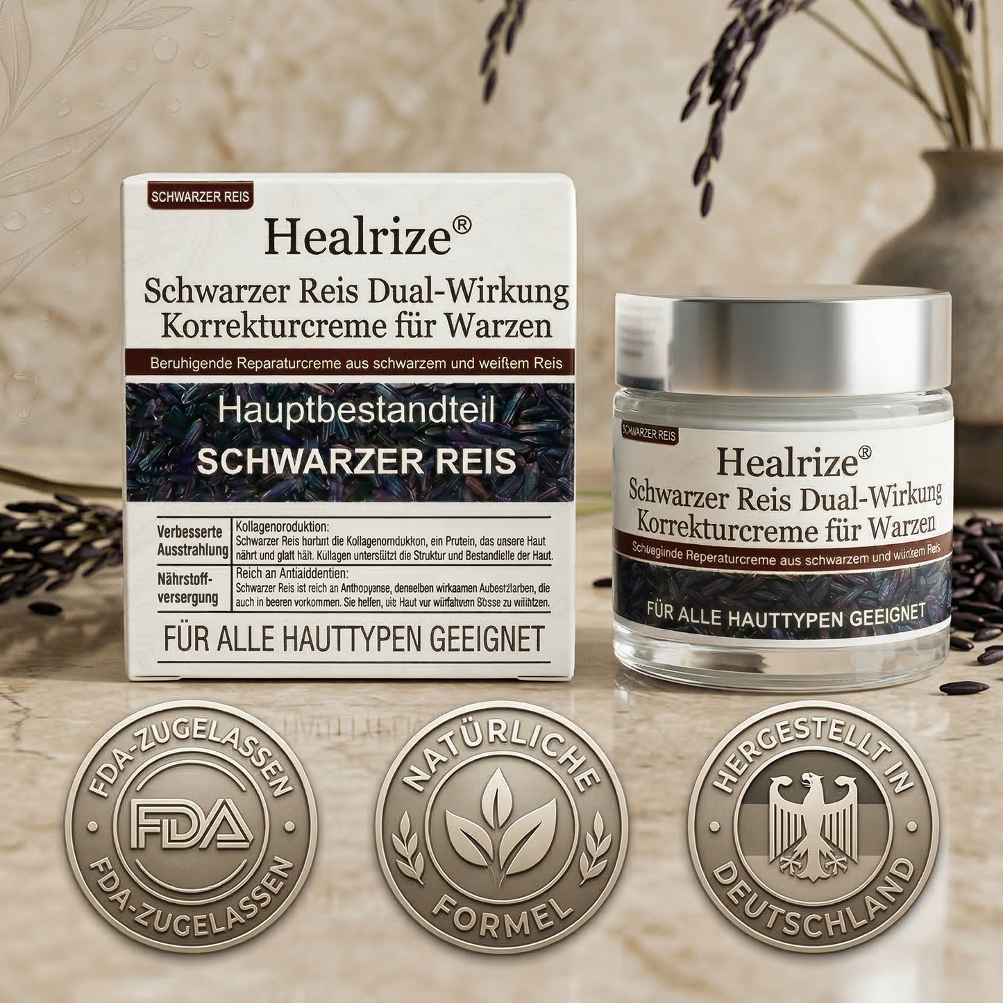 🍃Healrize®🎉Schwarzer Reis Dual-Wirkung Korrekturcreme für Warzen-