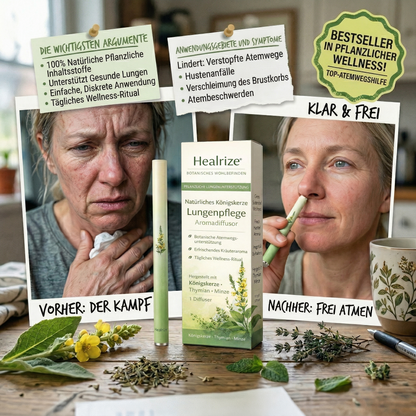 🍃Healrize® Natural Mullein Lung Support Aroma Diffuser – Deep Lung Cleanse Support