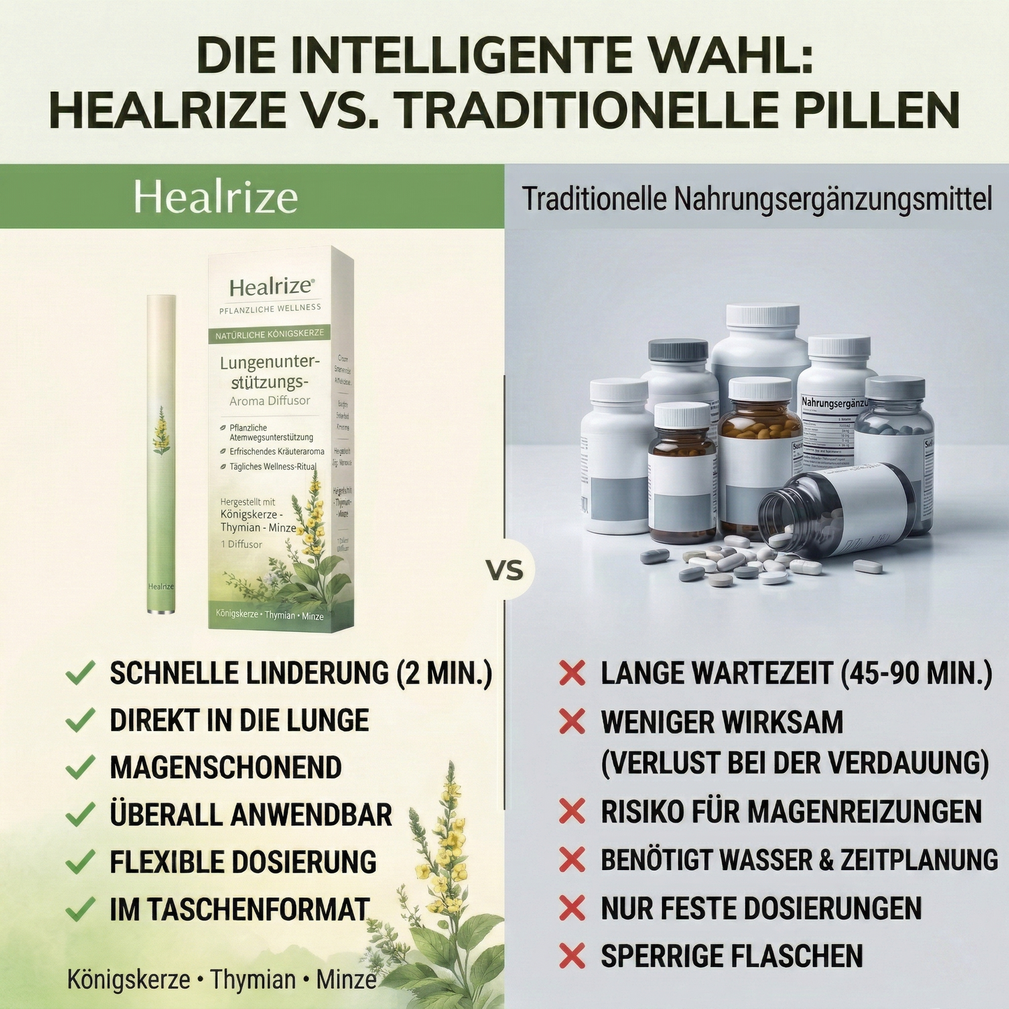 🍃Healrize® Natural Mullein Lung Support Aroma Diffuser – Deep Lung Cleanse Support