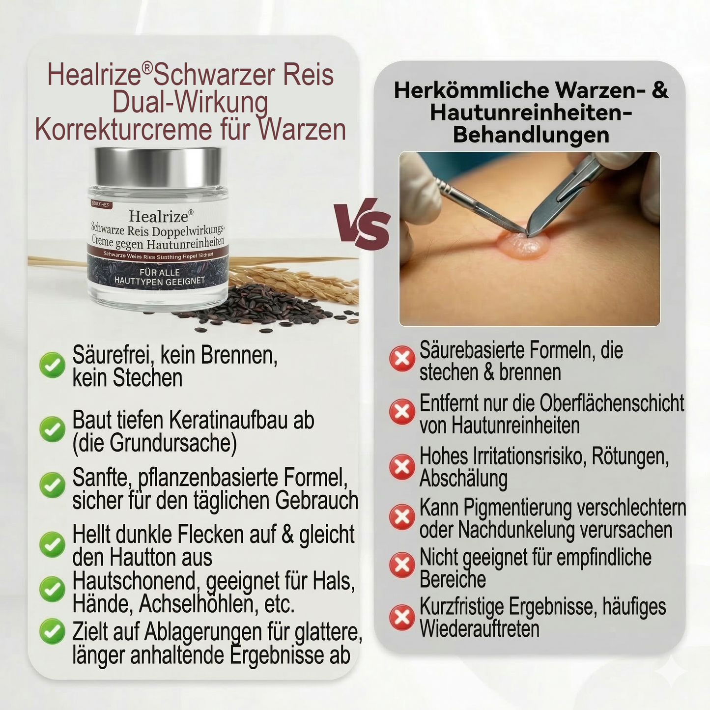 🍃Healrize®🎉Schwarzer Reis Dual-Wirkung Korrekturcreme für Warzen-