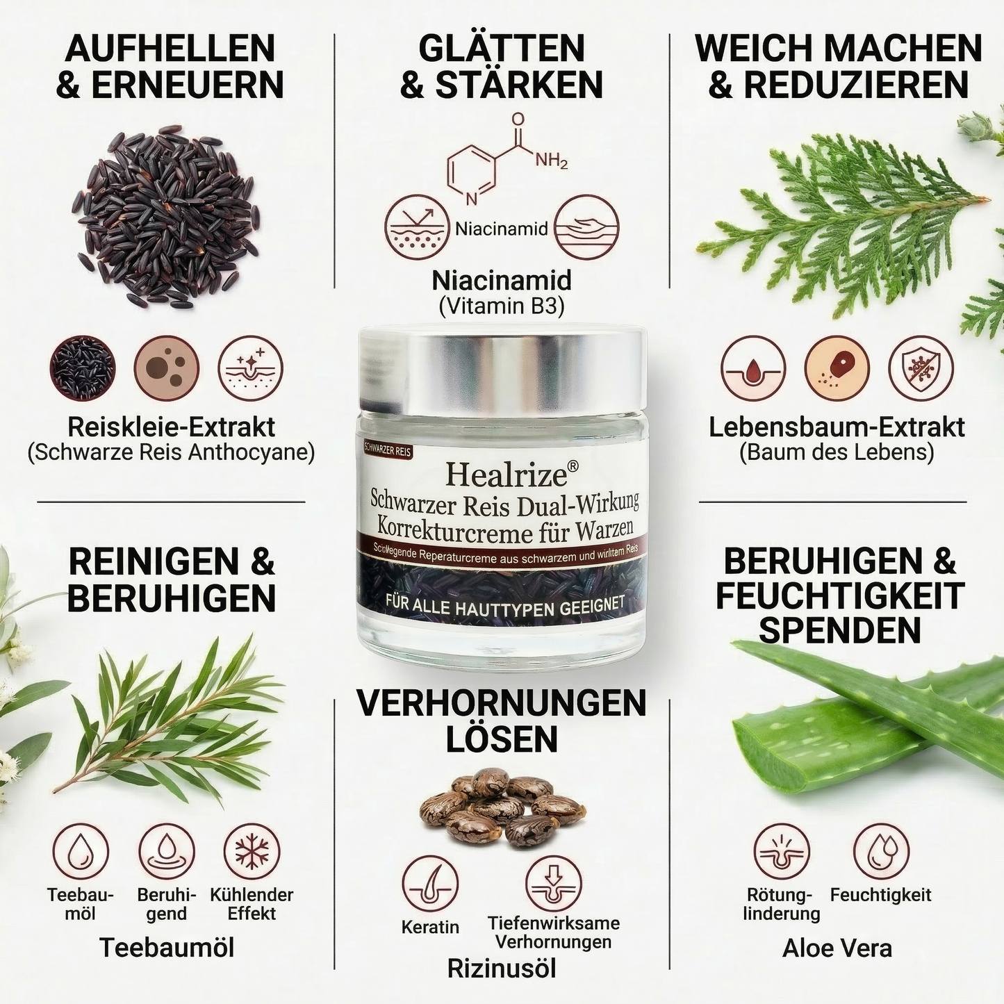 🍃Healrize®🎉Schwarzer Reis Dual-Wirkung Korrekturcreme für Warzen-