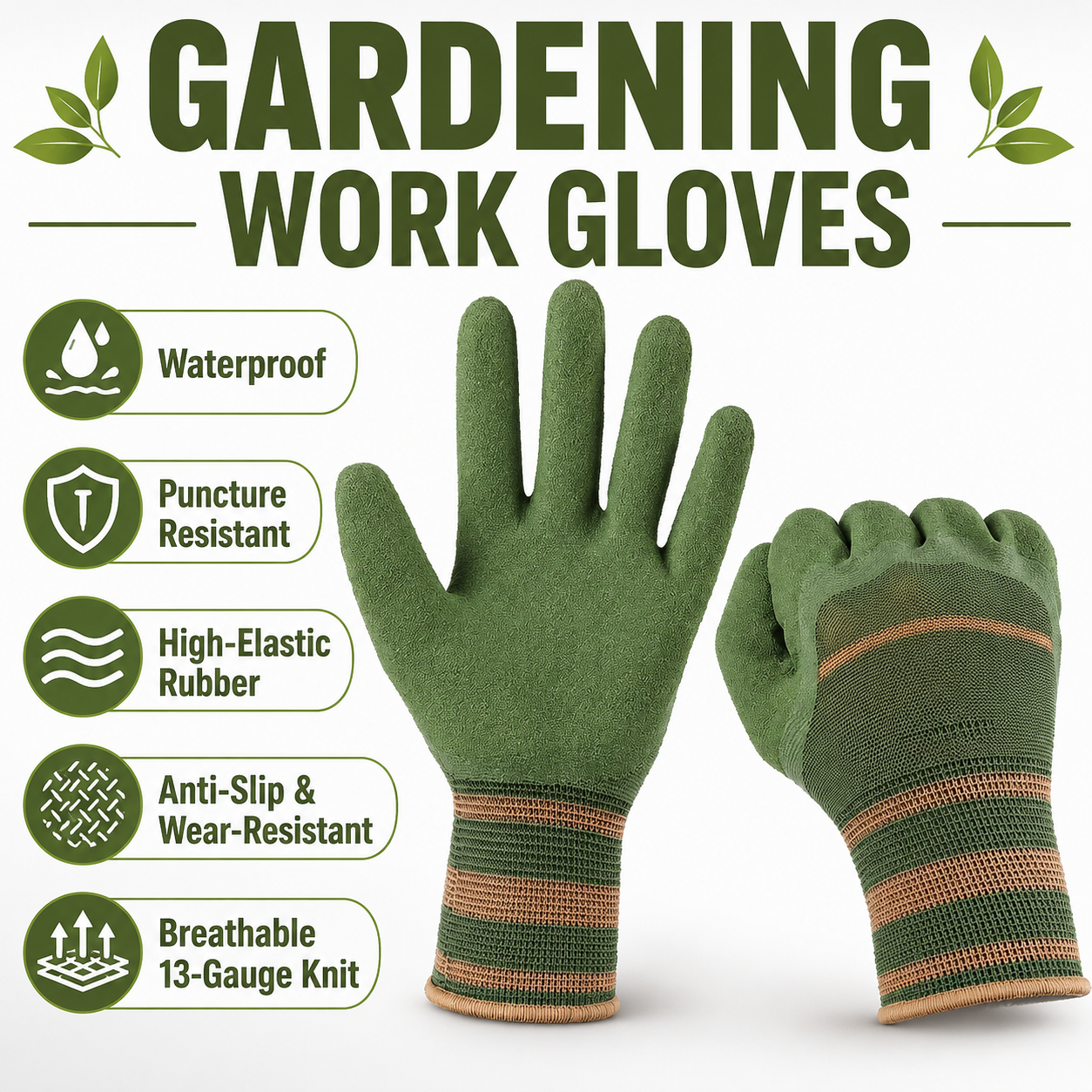 🍂Sfrcord® Heavy-Duty Waterproof Gardening & Work Gloves with Anti-Slip Rubber Grip